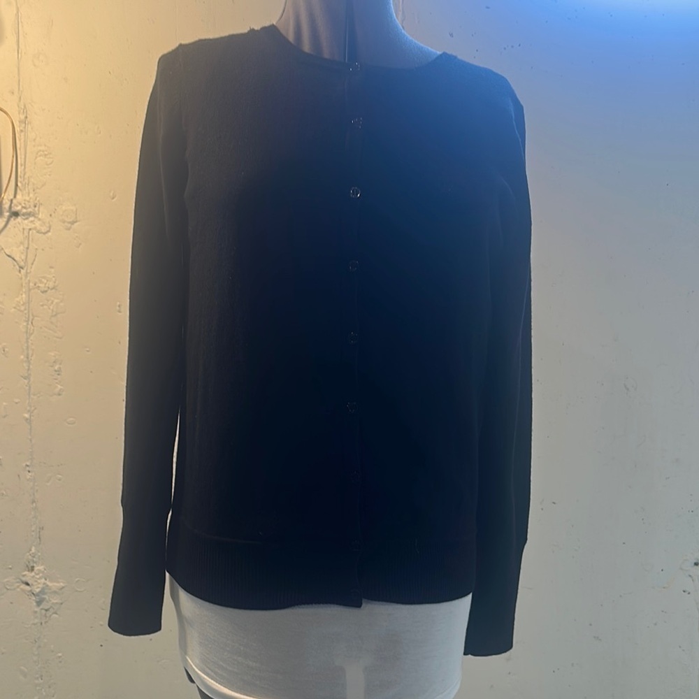 Escada Sport Black Button-Up Cardigan w inside chain design 75% merino wool sz M - Picture 1 of 14